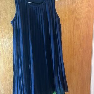 Navy Blue Pleated Dress
